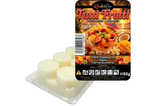 WonderWax Duftwachs WonderWax® Duftriegel 6 x Duftwachs Kreise Weiß, 100% Sojawachs (Tutti Frutti), Duftrichtung: Tutti Frutti