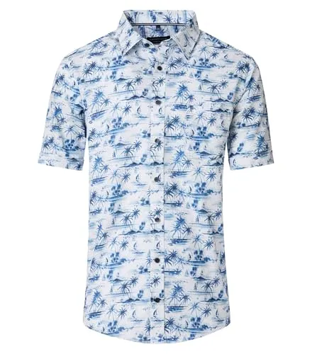 CASAMODA Freizeithemd Kurzarm Print - Herren - Herren-Freizeithemden in bequemer Comfort-Fit-Passform aus 100% Baumwolle, ideal für hohe Tragekomfort und modische Akzente durch den stilvollen Allover-Print.