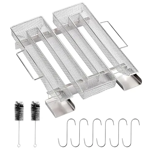 Riisoyu Kaltrauchgenerator mit Henkel, Prämie Edelstahl Kaltraucherzeuger Mehrweg Rauchgenerator zum Kalträuchern mit Bürste und Haken Kaltrauchgenerator Geeignet für alle Grill-Räuchergeräte