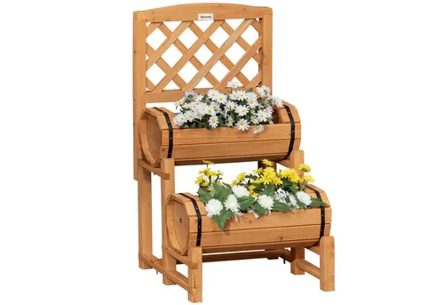 furnicato Pflanzentreppe Hochbeet aus lasiertem Massivholz, 45L x 45B x 80H cm, Braun - Gestalte deinen Garten mit dieser eleganten Pflanzentreppe aus robustem, lasiertem Massivholz. Sie bietet Platz für Gemüse und Blumen und ist ideal für den Außenbereich. Inklusive stabiler Rankhilfe für Kletterpflanzen.