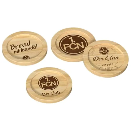 1. FC Nürnberg Holzuntersetzer 4er Set in braun von 1. FC Nürnberg