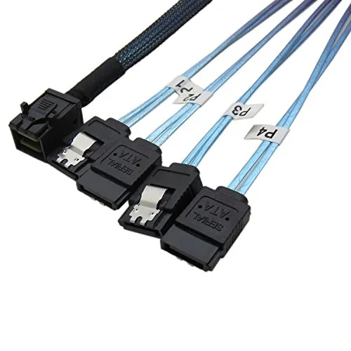 YIWENTEC Internal HD Mini SAS (SFF-8643 Host) to 4X SATA (Target) Hard Drive Cable (50 cm)