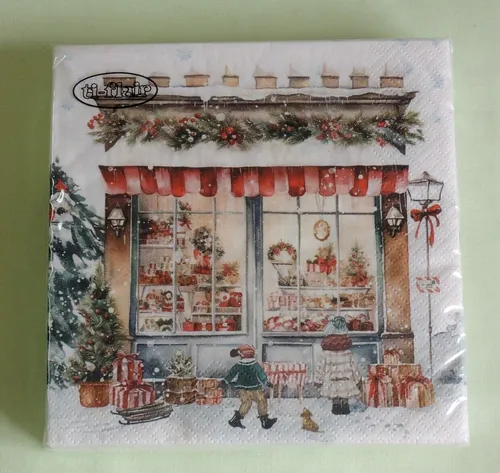 Servietten Weihnachten Schaufenster Geschäft 1 Packung OVP Motivservietten ti 20