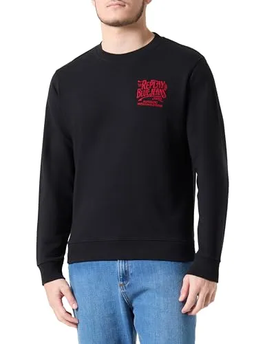 Replay Herren M3072 Sweatshirt, 098 Black, L von Replay
