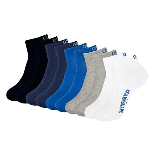 ONE STRANGE ROCK Quarter Socken Kurzsocken Herren Damen 5, 10, 15, 20, 30 Paar, Farbe:Blau/Grau/Weiß - 5er Pack, Größe:39-42, Artikel:-602 magic sky