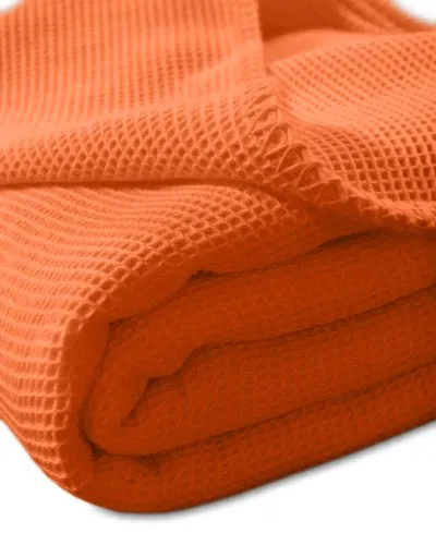 Sport-Tec Pique-Decke 210x150 cm - Orange - Bettdecken aus 100% Baumwolle, besonders weich und wärmend, mit edler Zierstich-Einfassung - ideal für gemütliche Nächte.