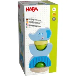 HABA Steckspiel Elefant - Motorikspielzeug aus Holz - Abenteuerliches Stapelspiel für Kinder, fördert spielerisch die Feinmotorik und Kreativität mit variablen Elefanten-Designs.