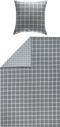 Produktbild Erwin Müller Flanell Wende-Bettwäsche Karo grau 80x80 cm / 155x240 cm