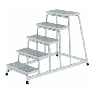 MUNK Montagetritt 51034 - Stabiler Aluminium-Montagetritt bis 150kg - Leitern mit 5 rutschhemmenden Stufen, max. Arbeitshöhe 3 m, ideal für sichere Arbeiten in der Höhe. Made in Germany, 15 Jahre Garantie!