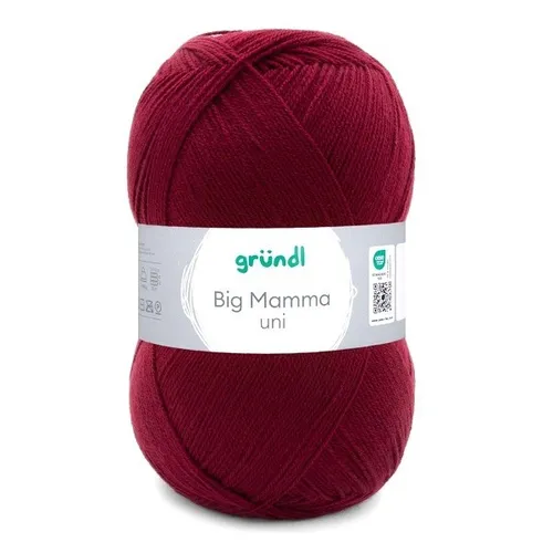 GRÜNDL WOLLE BIG MAMMA UNI 400 g KIRSCHROT HANDSTRICKGARN 100g/2,45€