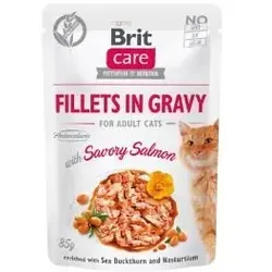 BRIT CARE Cat Pouches Filets in Soße mit würzigem Lachs 85g von Brit