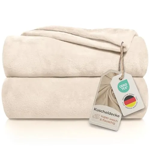 Gräfenstayn® Kuscheldecke flauschig & super weich - hochwertige Fleecedecke auch als Wohndecke, Tagesdecke, Sofadecke & Wohnzimmer geeignet - Überwurf Decke Sofa & Couch (Creme, 200x150 cm)