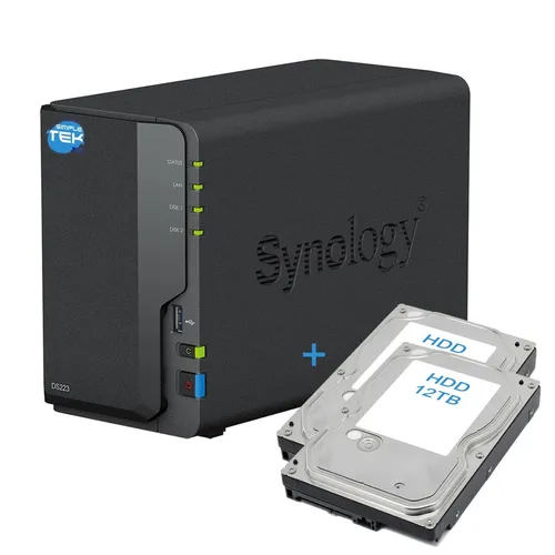 SYNOLOGY DS223 NAS 2-Bay Doppel HDD 12TB Vorgeinstalliert SATA Ethernet LAN IP