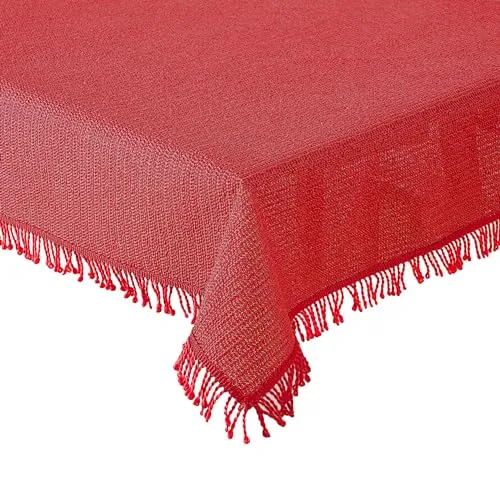 Tischdecke Gartentischdecke Weichschaum Outdoor PVC rechteckig Terrasse Balkon rutschfest wetterfest (Rot, 130 x 160 cm)