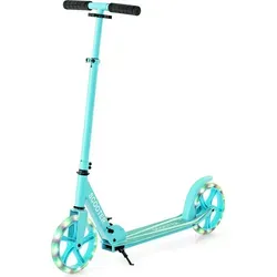 Faltbarer Scooter mit 110 kg Tragkraft, verstellbaren LED-Rädern - Türkis