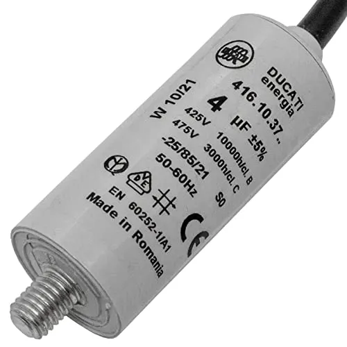 Produktbild Lumonic Anlaufkondensator 416.10.37 A [inkl. Kabel 35cm] | Motorkondensator 4µF 400V 25x55mm I Kondensator im isolierten Kunststoffgehäuse