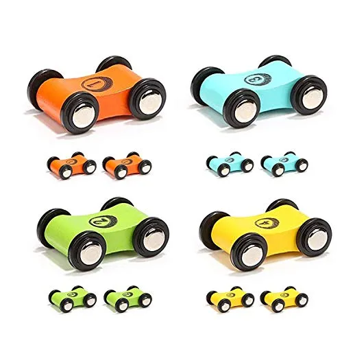 TOP BRIGHT 12er Pack Fahrzeuge Set, Holz Autos Geschenkset, Spielzeugautos für Kinder