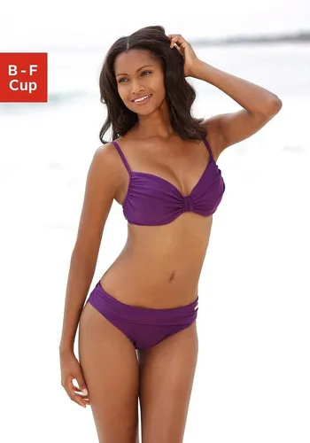 Bügel-Bikini LASCANA, Damen, Gr. 38, Cup F, pink (fuchsia) - Modisch-eleganter Bügel-Bikini von LASCANA mit aufwendigen Raffungen, verstellbaren Trägern und gefüttertem Cup – perfekt für stilvolle Strandauftritte.