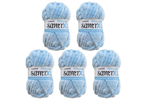 myboshi Samt XL - Kuscheliges Chenillegarn in Blau (Hortensie) - Häkel- & Strickgarn, super chunky und ideal für schnelle Projekte, 100g Knäuel mit 40m Lauflänge, perfekt für Anfänger und Profis.