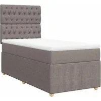 vidaXL Boxspringbett mit Matratze Taupe 80x200 cm - Betten: Genieße erholsamen Schlaf mit einem höhenverstellbaren Kopfteil und einer Taschenfederkernmatratze für optimalen Halt und Komfort.