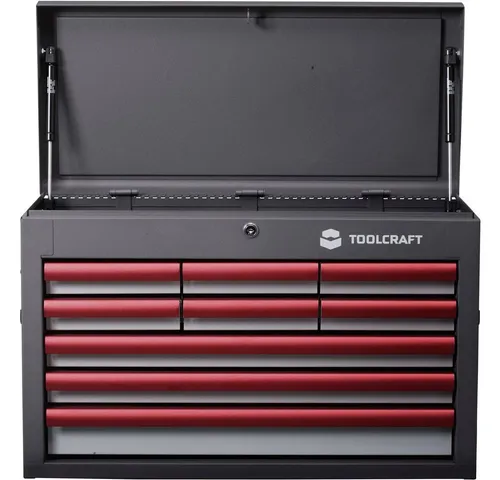 TOOLCRAFT 887090 Werkstattwagen - Robuster Werkstattwagen in Grau, Anthrazit und Rot, ideal für die organisierte Aufbewahrung von Werkzeugen mit kompakten Maßen (660 x 434 x 307 mm)