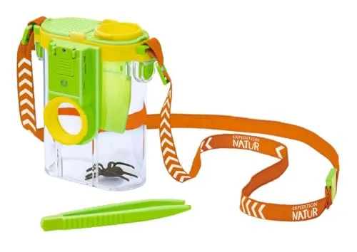 moses. Expedition Natur 2-Linsen-Becherlupe mit LED, Lupenglas mit 8- und 13-facher Vergrößerung, Robustes Becherglas für Kinder mit 2 Leuchtmodi für Insektenbeobachtungen