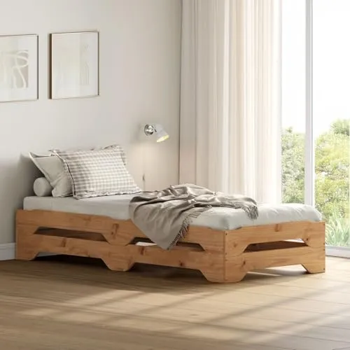 IDIMEX Stapelbett Ronny 2er Set - Stapelbare Einzelbetten aus massivem Kiefernholz, platzsparend und ideal für Kinder- oder Jugendzimmer. Maße: ca. 94 x 14 (36) x 204 cm.