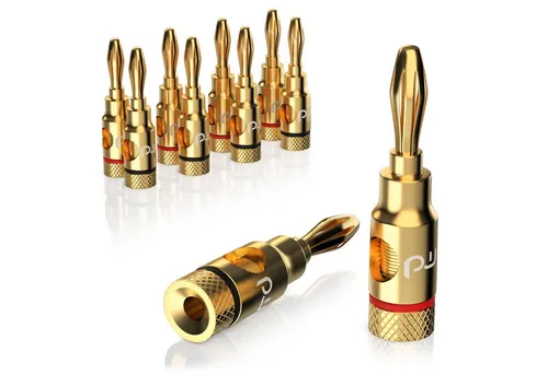 Primewire Audio-Adapter Bananenstecker für Lautsprecherkabel - Erleben Sie eine erstklassige Signalübertragung mit den Primewire Bananensteckern. Ideal für Lautsprecherkabel bis 6,8mm², bieten sie eine zuverlässige Verbindung und schützen vor Signalverlust.