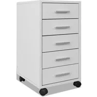 vidaXL Bürocontainer Rollcontainer mit 5 Schubladen - Büro Aufbewahrung & Organisation - Robuster Schubladenschrank mit stylischen Aluminiumgriffen und flexibler Mobilität durch 4 Räder für optimale Flexibilität im Büro.