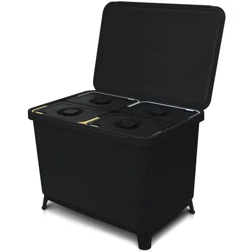 YourCasa Mülleimer Küche mit 4 Fächern, 40L Mülltrennsystem in schwarz von YourCasa