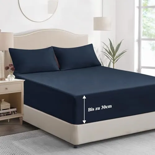 Tifschlaf Spannbettlaken 180x200cm Blau Bettlaken
