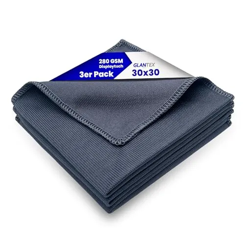GLANTEX Brillenputztücher 3er Set – Mikrofaser Brillentuch 30x30cm in Optikerqualität – Reinigungstücher für Brillenreinigung, Display & Kamera