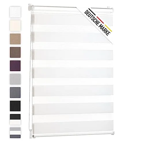 Blumtal Doppelrollo 60 x 155-195cm - Klemmfix Rollo, Rollos für Fenster ohne Bohren, Klemmrollo für Fenster & Türen, Seitenzugrollo, Weiß