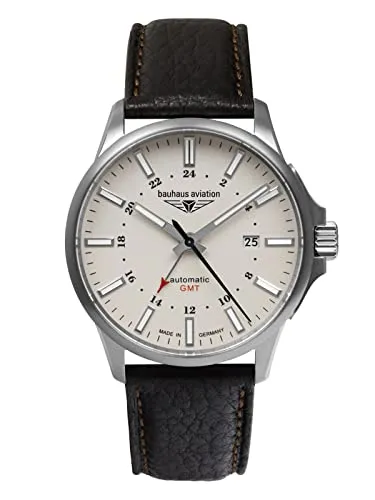 Bauhaus Aviation Herrenuhr mit Lederband - Elegante Armbanduhr für Herren mit Titan-Gehäuse, Automatikbewegung und 10 ATM Wasserresistenz – ideal für stilbewusste Männer.
