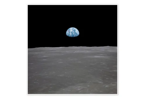 Posterlounge Wandbild Apollo 11 – Aufgang der Erde über dem Mond, NASA, erhältlich als Poster, Leinwandbild, Wandsticker oder Acrylglasbild
