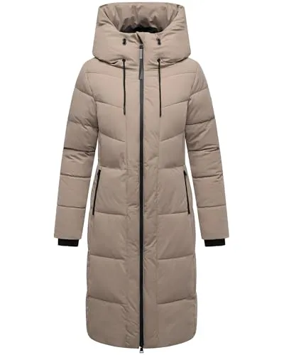 Navahoo Steppmantel Schokokuss XIV - Warmer Damen Wintermantel mit Kapuze - Funktionsjacke, wasser- und windabweisend, ideal für kalte Tage, mit modischem Design und taillierter Passform.