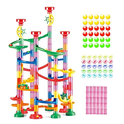 WEofferwhatYOUwant Murmelbahn Set – 169-Teilige Kugelbahn und Turm Spiel für Kinder 3-8+ Jahre – Kreatives Mint Labyrinth Konstruktionsspielzeug – Lernbausteine für Lernen und Spielen
