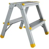 PROREGAL Metal Double Giraffe Doppelseitige-Aluminium-Stufenstehleiter