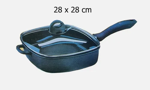 GSW Fett-Trenn-Pfanne Gourmet 28x28 cm | Antihaft-Bratpfanne mit Glasdeckel