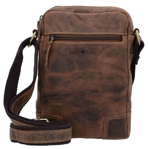 Greenburry Vintage Umhängetasche aus Leder - Umhängetasche aus naturbelassenem, geschliffenem Rindleder im Used-Look, ideal für stilsichere Freizeitlooks mit praktischer Fronttasche.