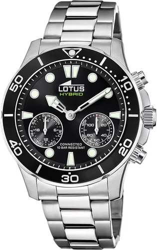 Lotus Connected 18800/2 Herrenchronograph - Silber/Schwarz - Chronograph für Herren mit Edelstahlarmband, Mineralglas und 10 bar Wasserdichtigkeit. Ideal für sportliche Eleganz und tägliche Aktivitäten.