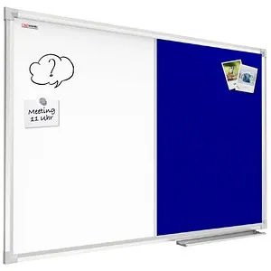 ALLBoards Kombitafel Whiteboard + Filz-blau 120x90cm - Präsentationstafel mit magnetischer Whiteboard- und Filz-Pinnwand, ideal für Büro und Wohnung. Multifunktional für Notizen und kreative Ideen, mit langlebigem Alurahmen.