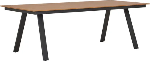 Gartentisch >Toronto< in Teakoptik-natur / Aluminium Schwarz - 220x74x100 (BxHxT)