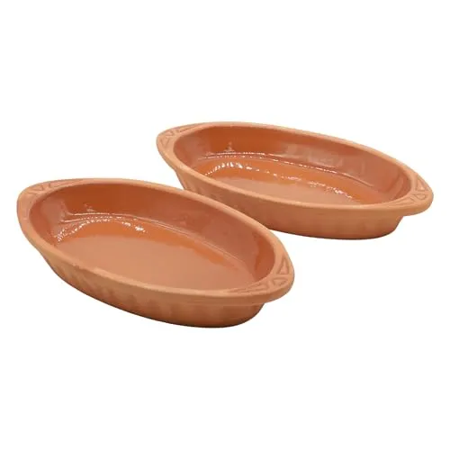 NORDIC SCHILLER Ofenform aus Natur-Terrakotta, 600 ml, Handgefertigt, Hitzebeständig, Innen Braun Glasiert, Ideal für Ofengerichte, Grill & Servieren, Kilis Tava