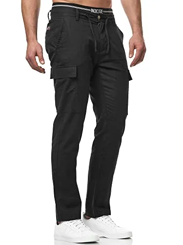 Indicode Leinenhose Leonardo - Beige XXL - Wanderhosen aus 55% Leinen und 45% Baumwolle, pflegeleicht und elastisch. Ideal für Freizeit und Outdoor-Aktivitäten dank praktischer aufgesetzter Taschen.