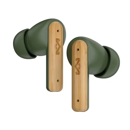 Marley Little Bird True Wireless Bluetooth Kopfhörer - Kopfhörer mit kristallklarem Sound und bis zu 24 Stunden Wiedergabezeit. IPX4 wasserfest, ideal für Outdoor-Aktivitäten. Nachhaltige Materialien machen sie umweltfreundlich.