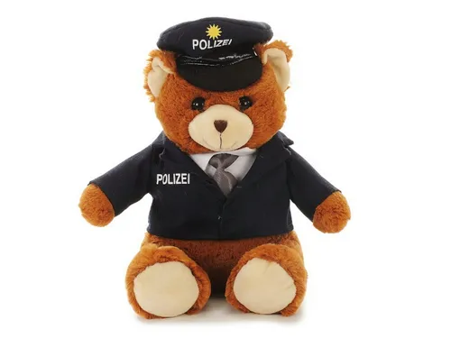 Euro Souvenirs Kuscheltier Polizist 27 cm - Kuscheltier Polizist in 27 cm, aus weichem Plüsch, handwaschbar und ideal als Geschenk. Detailreiche Polizeiuniform und Knopfaugen sorgen für Freude und lange Haltbarkeit.
