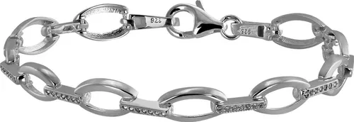 SilberDream 925 Sterling Silber Armband SDA4900WX mit Zirkonia - Stylisches Damenarmband aus 925 Sterling Silber mit ovalen Gliedern und funkelnden Zirkonia. Länge 18,8 cm, sicheres Tragen dank Karabinerverschluss. Perfekt für elegante Outfits!