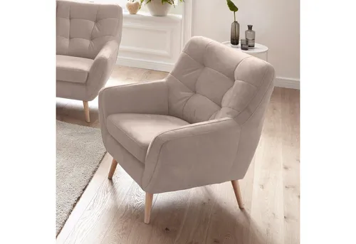 exxpo - sofa fashion Sessel Scandi, Loungesessel mit tollem Sitzkomfort, hochwertige Polsterung, bequem, hohe Holzfüße