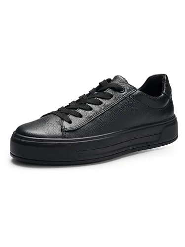 ARA Sneaker Glattleder, Damen, Gr. 40, schwarz kombi - Sneaker aus hochwertigem Glattleder mit schicker Metallic Optik und besonders weicher, herausnehmbarer High Soft Textildecksohle für ermüdungsfreies Gehen.